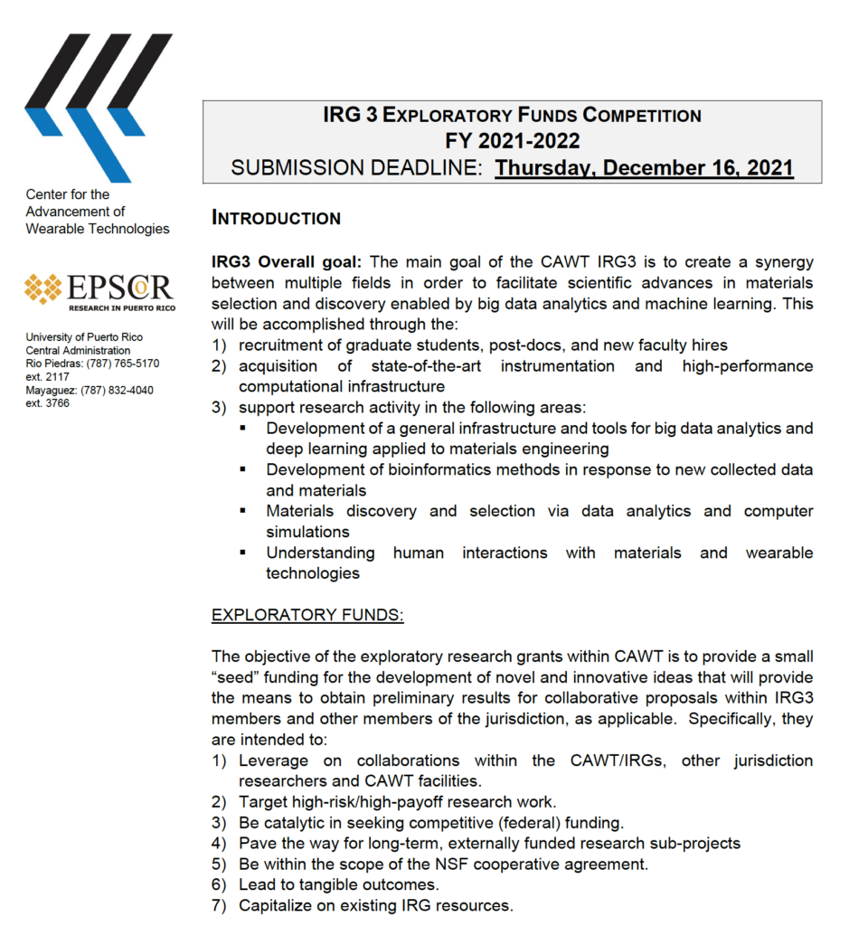 IRG 3 EXPLORATORY FUNDS COMPETITION FY 2021-2022