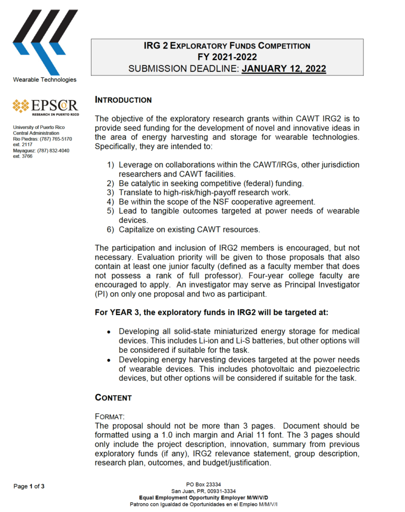 IRG 2 EXPLORATORY FUNDS COMPETITION FY 2021-2022